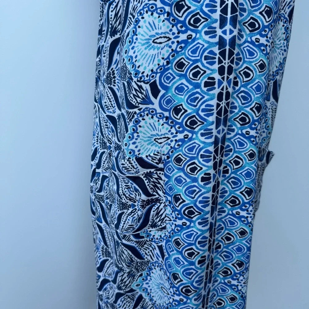 Lilly Pulitzer Blue and White V-Neck Mermaid Tail Print Dress Size 4 - Picture 5 of 15